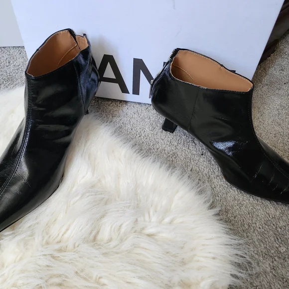 Ganni Glossy Black Ankle Boots - Picture 2 of 6